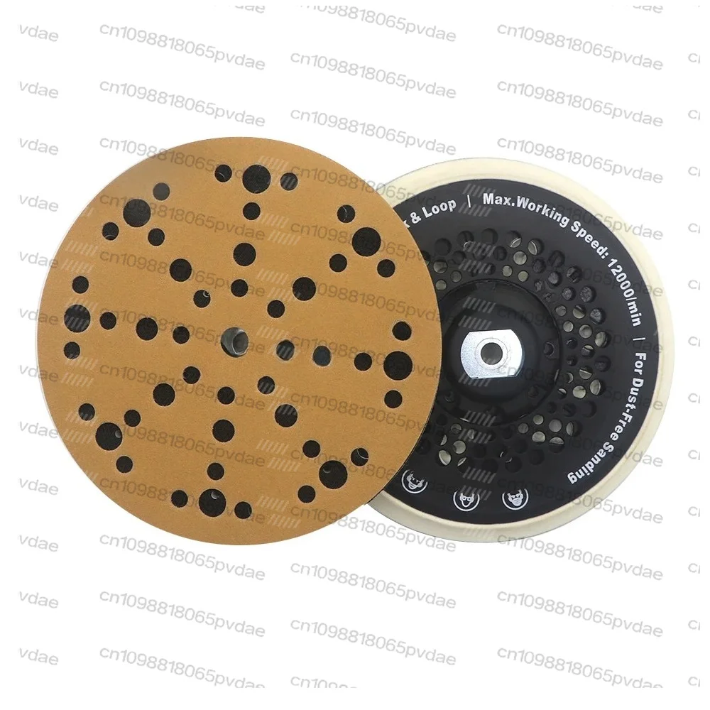 50PCS 6 Inch Multi-Hole Sanding Discs,150mm / 6 Inch Hook and Loop Gold Sandpaper for 6