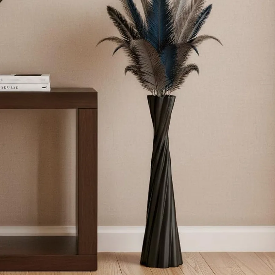 

Tall Floor Vase 23.6″ Glossy Twisted Resin Decorative Floor Vase for Pampas Grass Branches and Dried Flowers Modern Farmhouse I