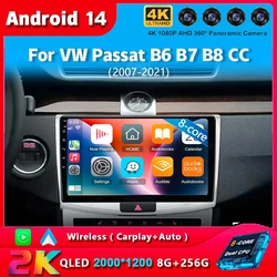 Android 14 For Volkswagen VW Passat B6 B7 CC 2007 2008 2009 2010 - 2016 Car Radio Navigation Multimedia Player DSP Auto Carplay