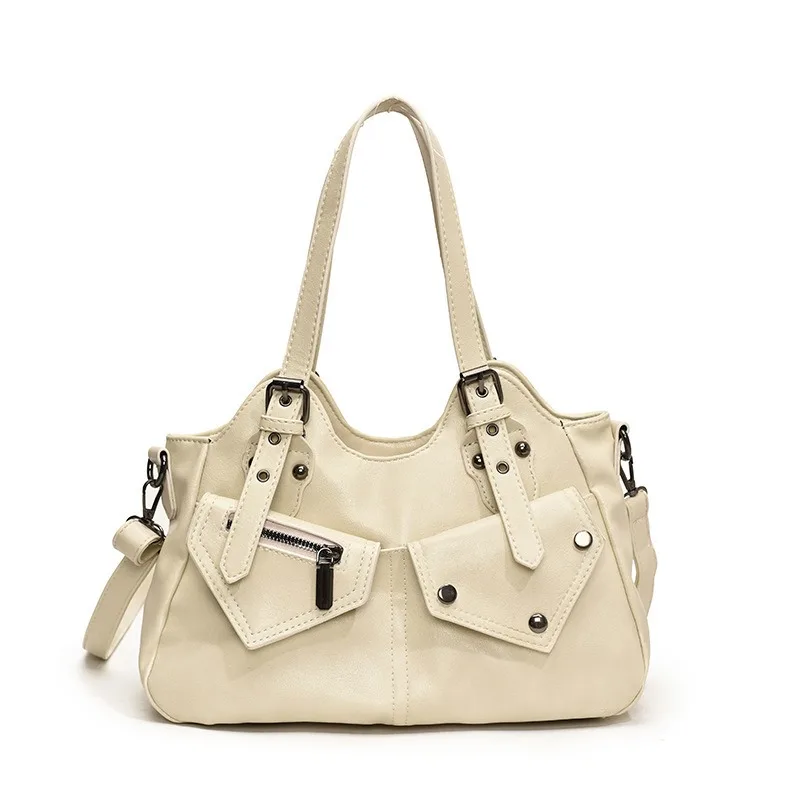 Long Term Handmade Packaging Motorcycle Tote Bag Hand-held New Retro High-end Large Capacity Women's Bag Uni Ita Korean City Bag