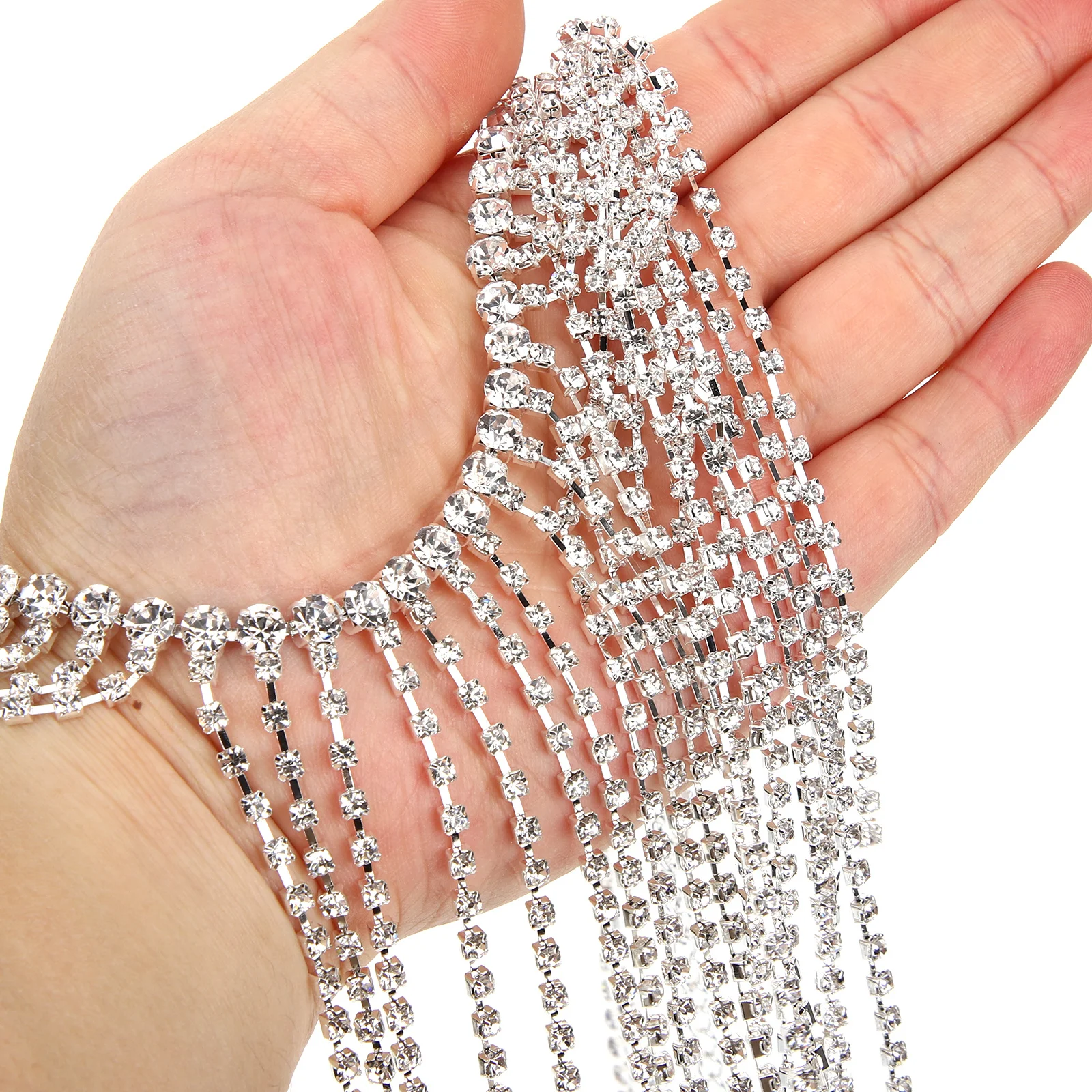 Rhinestone Tassel Face Chain Vintage Masquerade Face Jewelry Elegant Costume Accessory for Women Girls Photo Performance