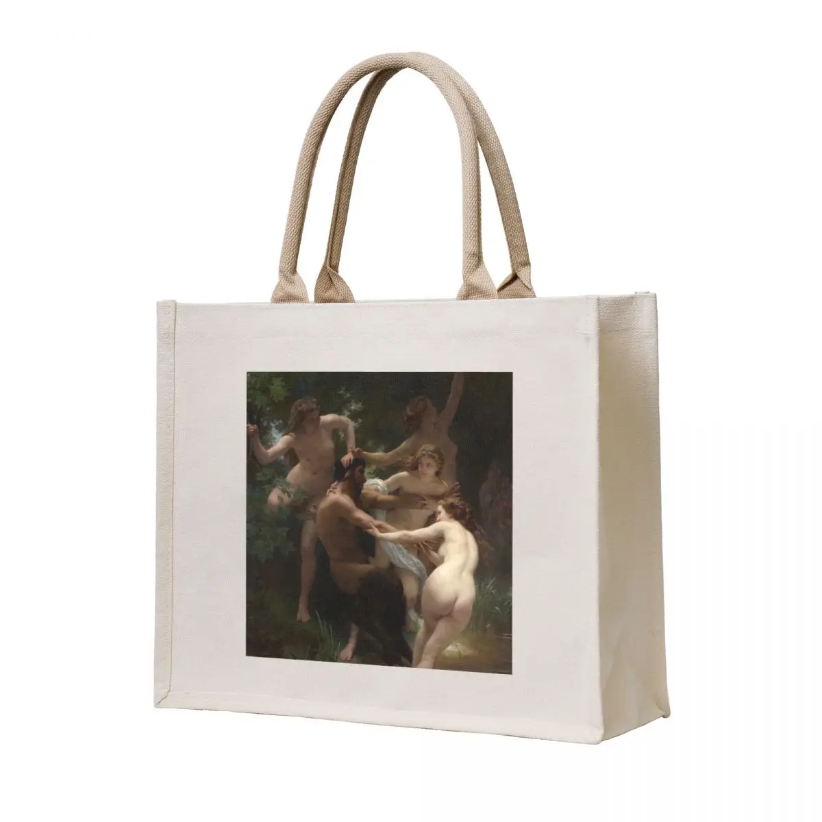 Nymphs and Satyr, by William Bouguereau. Tote Bag Lady bags woman shopping bag shoping bag tote
