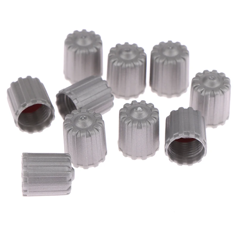 10Pcs Car Tire Valve Stem Caps Nylon Tyre Air Port Dust Covers W/ Gasket Gray Car Accessories for Auto Bike Air Valve Caps