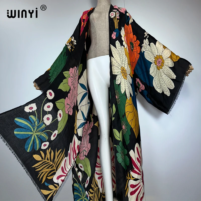 WINYI Africa fashion summer kimono maxi dress beach cover up Cardigan abaya muslim woman coat boho kaftan beach outfits women