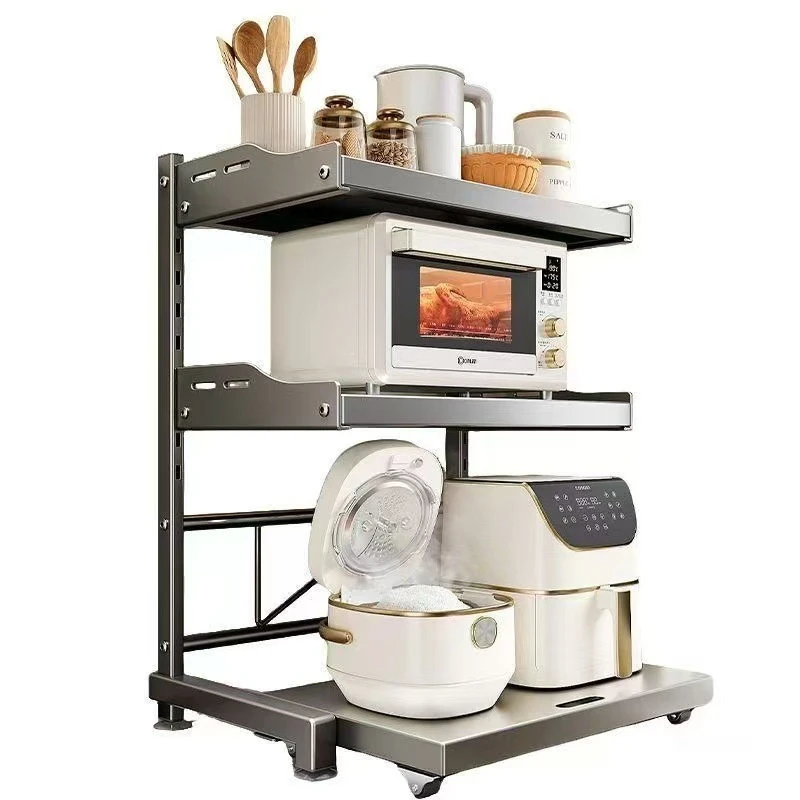 Microwave Stand Kitchen Countertop Organizer Appliance Storage Rack Pull Out Shelf Spice Rack Oven Rice Cooker Holder