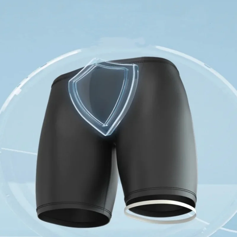 Heren Boxers Shorts Siliconen PU Eendelig U Bolle Zakje Broek Zacht Elastisch Slipje Strak Lage Taille Veiligheid Trunks Kort Waterdicht