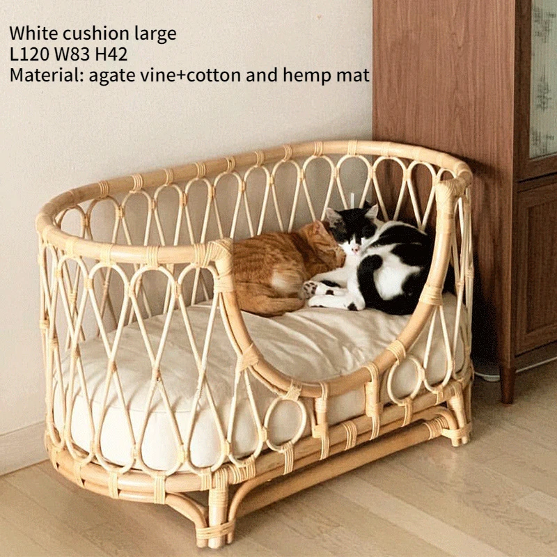 Rattan Pet Bed Kennel Four Seasons Universal Winter Warm Removable Washable Dog Bed Cat Bed Cat Nest Rattan Bed