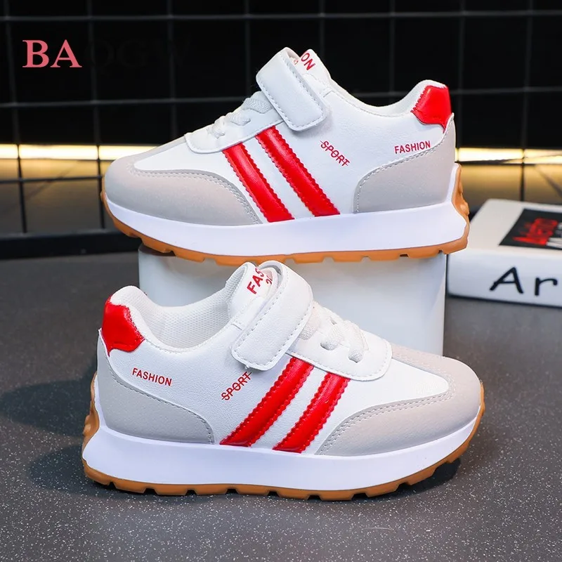 Children Leather Patchwork Sneakers 2023 Spring Autumn New Baby Soft Bottom Casual Shoes School Sports Sneakers for Boys Girls