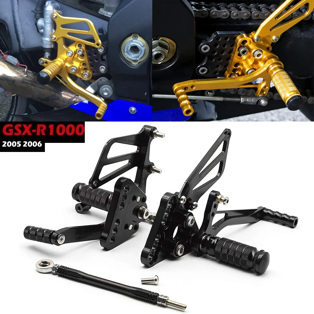 

CNC Adjustable Motorcycle Rearset Foot Pegs Rear Set Footrests For SUZUKI GSXR 1000 GSXR1000 GSX-R1000 K5 K6 2005 2006