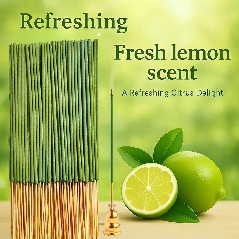Large Packaging Wholesale Lemon-Flavored Premium Thick Handmade Bamboo Incense Sticks, 22cm Long Natural Strong-Scented Incense Sticks, Traditional Handmade, Rich Fragrance, Long-Lasting Scent, Refreshing and Invigorating, Deodorizing, Suitable for Home Use and Outdoor Travel