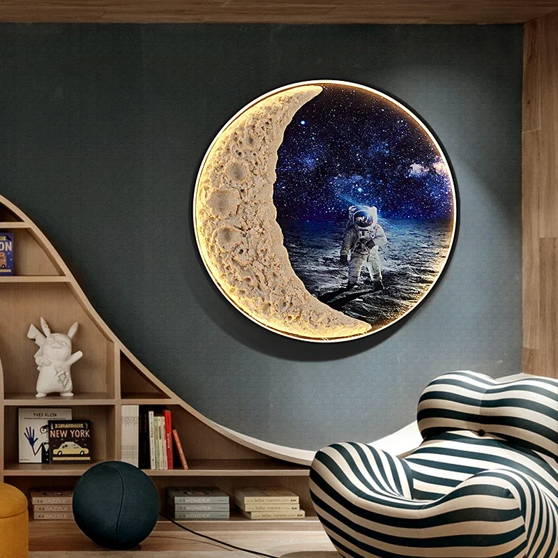 BROTHER Modern Picture Wall Light outer space LED Mural Lamp 1 meter diameter Living Room Bedroom Children's room Decor Painting