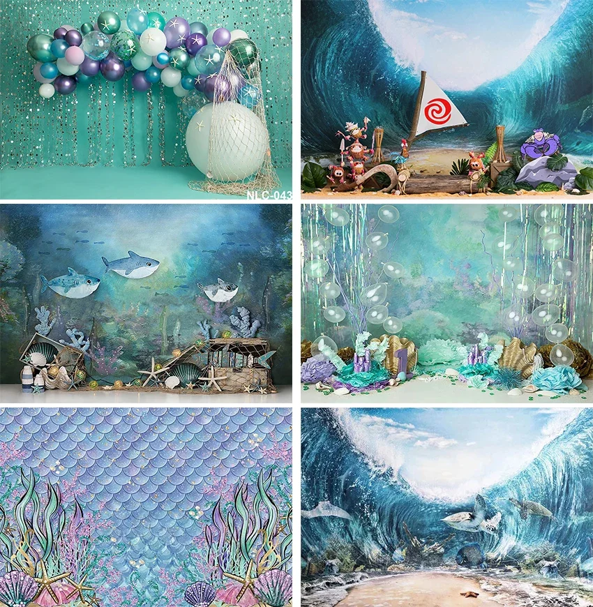 

Photography Under Sea Mermaid Castle Backdrop Ocean Bubble Birthday Party Photo Studio Booth Background Newborn Banner Decor