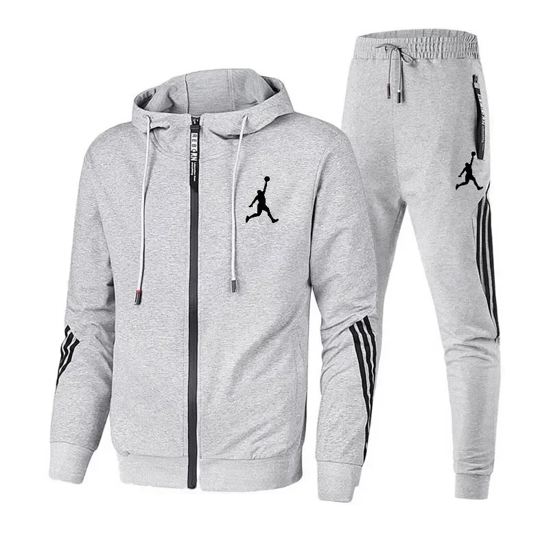 CW  Spring and autumn new leisure sports fashion zipper men\'s running suit  men clothing set  tracksuit men  mens joggers set