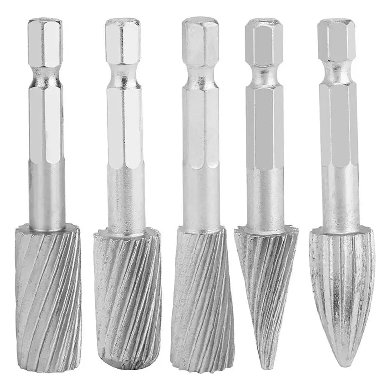 

A04G-Rotary File, 5Pcs 1/4Inch Hex Shank High Speed Steel Burrs Rotary Files Tools For Aluminum And Iron Hardware