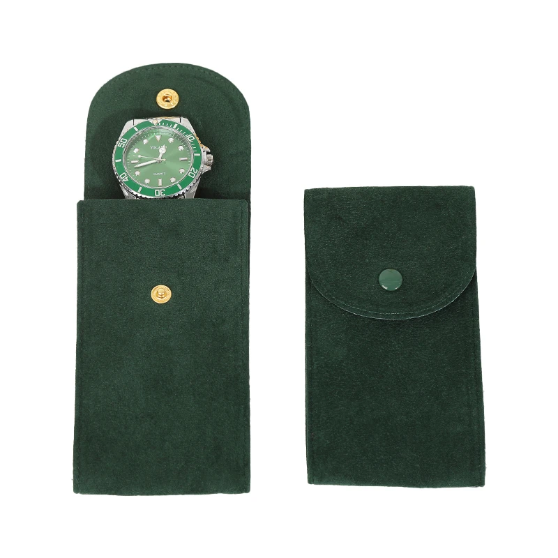 New Flannelette Watch Storage Bag Fashion Green Soft Watch Protect Bag New Mens Watch Travel Bag Mechanical Watch Organizer