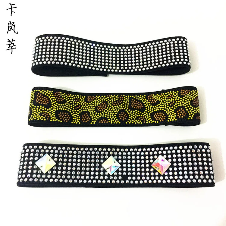Kalanxi Latin Dance Elastic Waist Belt Women's Color Diamond Performance Elasticity Wide Waistband Dance Practice Accessories