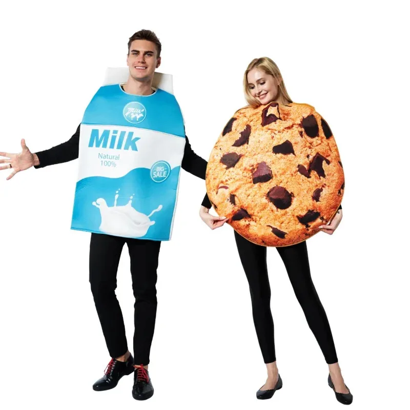 

Snailify 2pcs set Adult Cookies And Milk Costume Halloween Costume For Couple Men Milk Costume Women Cookies Cosplay