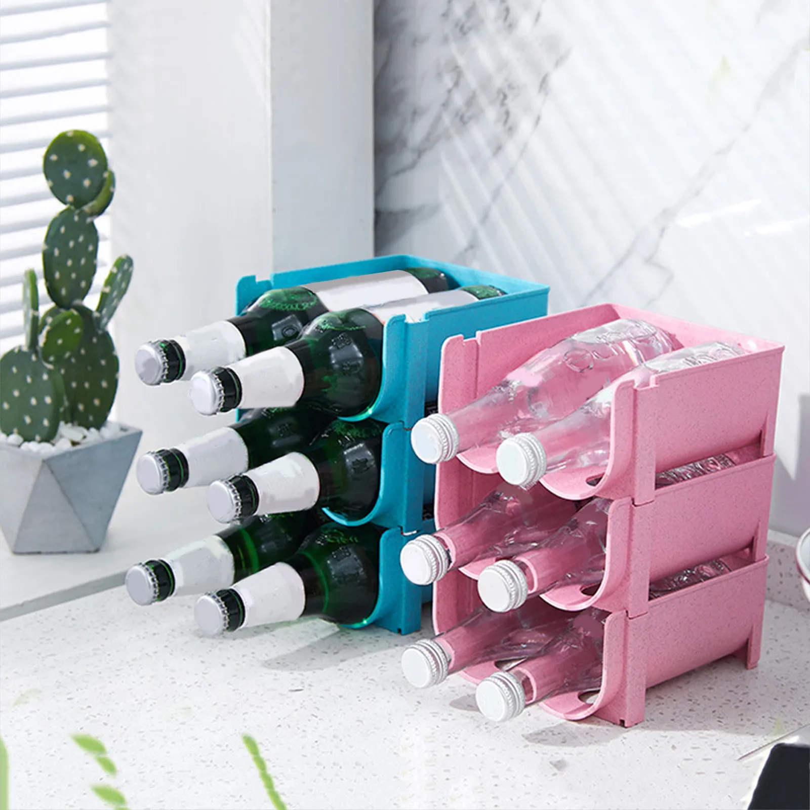 Portaoggetti per bevande e birra, portaoggetti per frigorifero, portaoggetti impilabile per cucina di casa, organizer per lattine e bottiglie, 1/3/5 pezzi