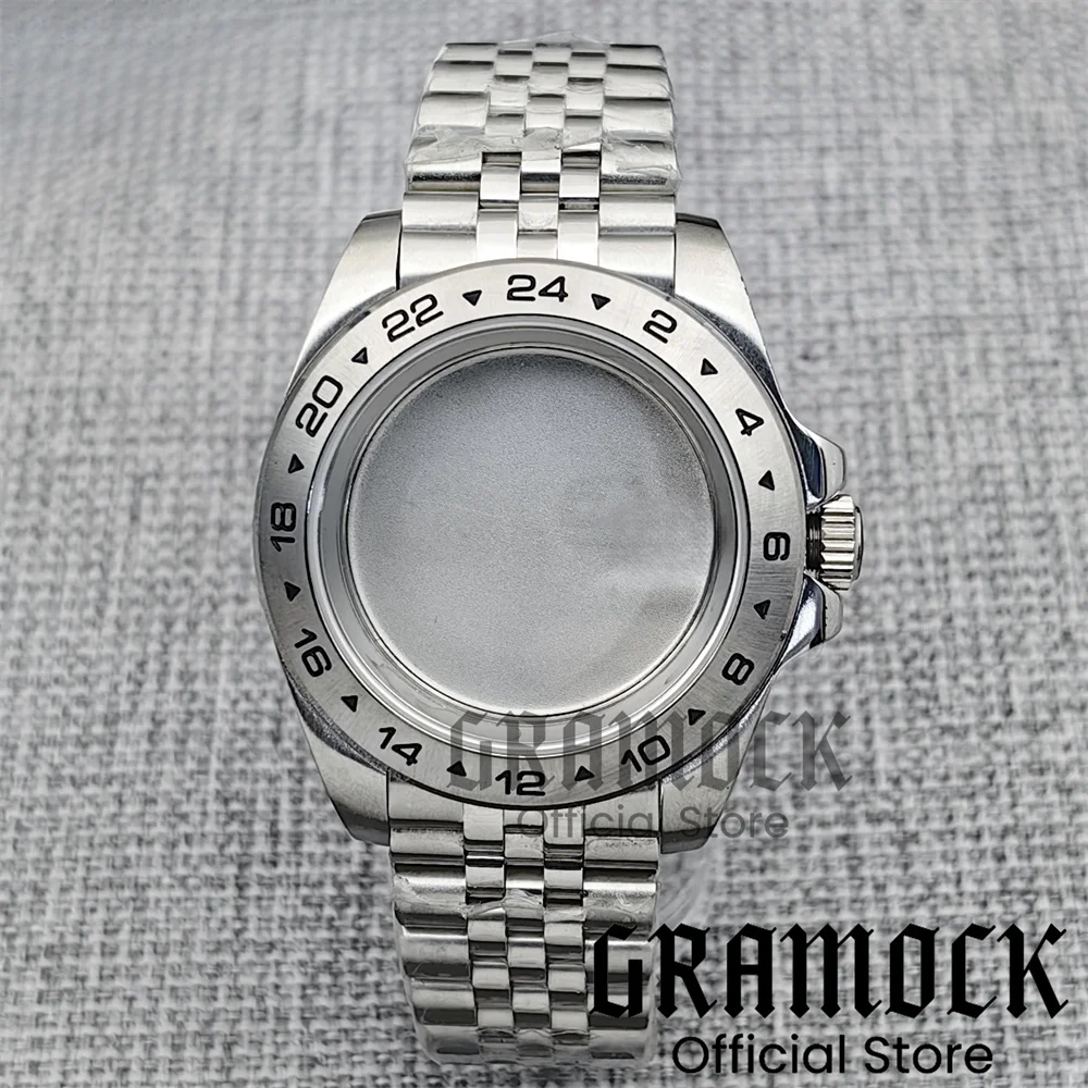 Gramock 40mm/43mm Pioneer Silver Case Solid Bezel New End Link Bracelet Sapphire Glass fit NH ETA PT Miyota DG2813 3804 Movement