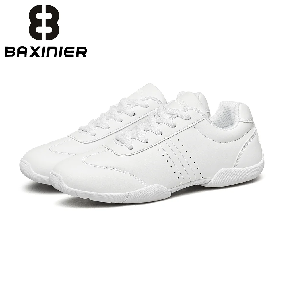 BAXINIER White Cheer Shoes for Girls Lightweight Youth Cheerleading Shoes Competition Tumbling Dance Gymnastics Tennis Sneakers