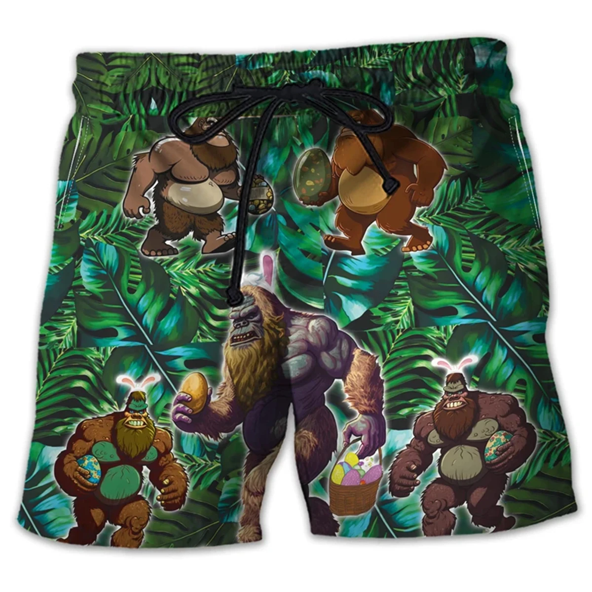 

Bigfoot Aloha 3D Print Board Shorts Casual Hawaiian Sasquatch Shorts Men's Funny Boys Beach Shorts Bigfoot Pants
