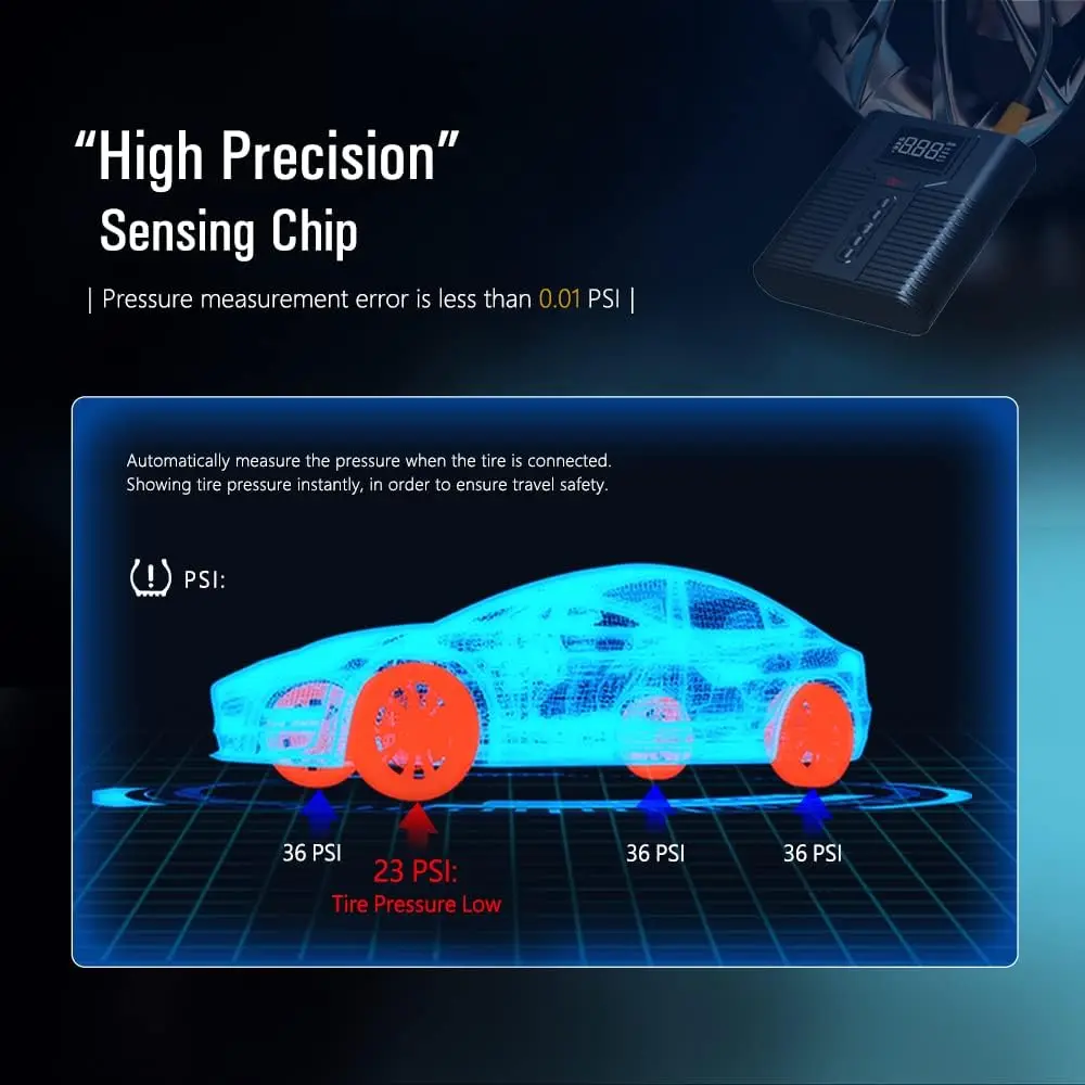 Compressor de ar portátil STP12 1200A com partida de salto, 12000mAh, inflador digital de 150 PSI, banco de potência para motores de gás 8L/5L