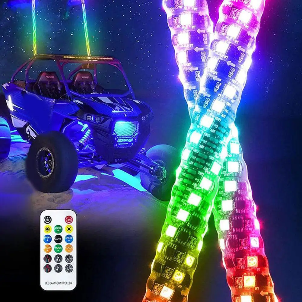 LED Whip Lights With Flag For Off-Road Vehicles Car Ambient Light RGB Light Neon Strip UTV ATV Antenna Led Whip Lights Z5S9