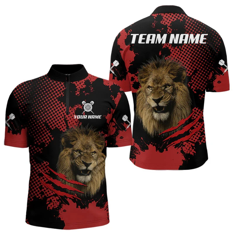 PLstar Cosmos' new personalized 3D printed red dart pattern polo shirt, unisex, casual team throwing sports series -5