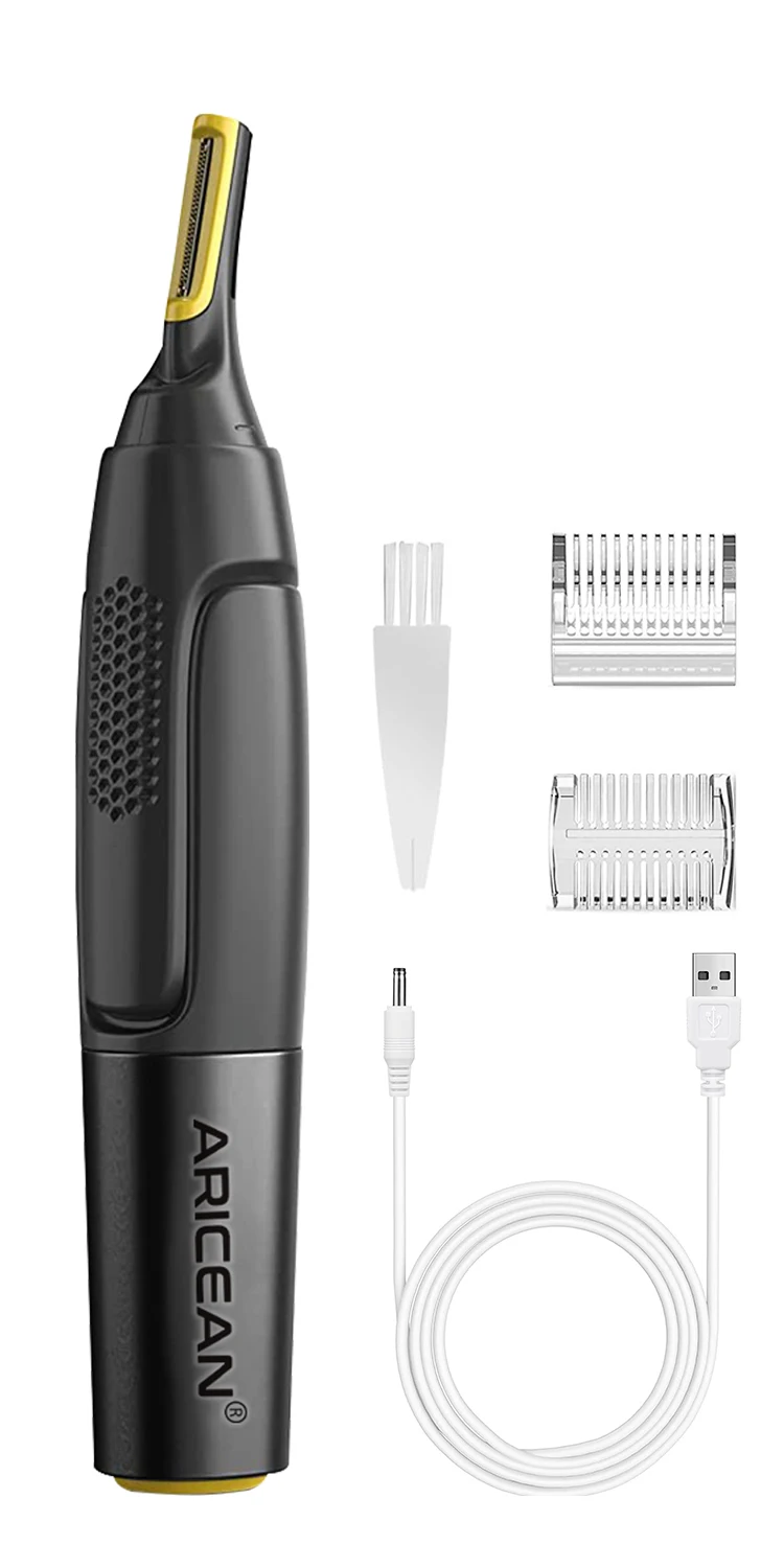 ماكينة تشذيب شعر الأنف والأذن، ماكينة تشذيب شعر احترافية للرجال والنساء مع ضوء LED