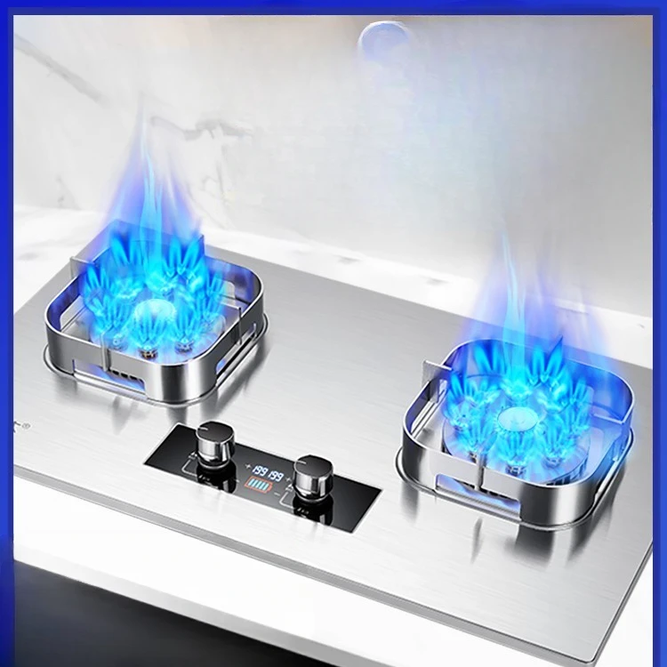 Gas stainless steel double stove household natural gas liquefied gas table embedded dual-purpose household fierce stove