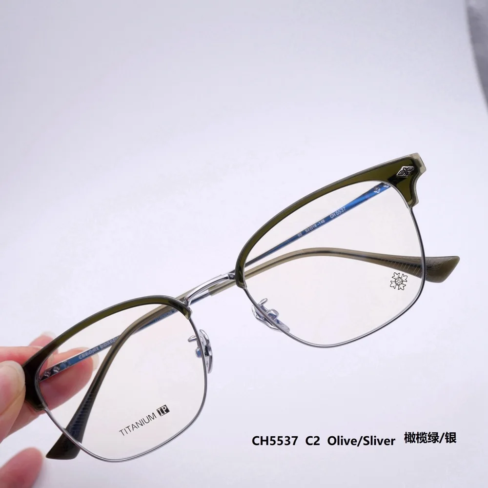 High Quality Fashion Big Face eyebrow frame CHROME style pure titanium HEARTS designer men women myopia Glasses Frame CH5537