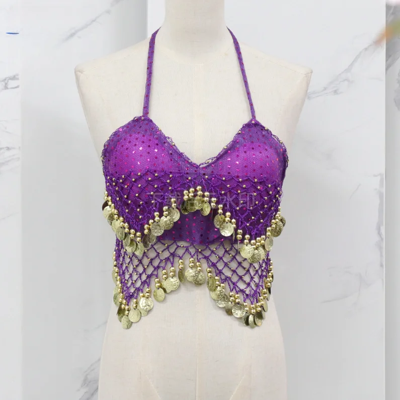 

Belly dance costume dance suit top stage performance bra dance performance suit sling sequined top female