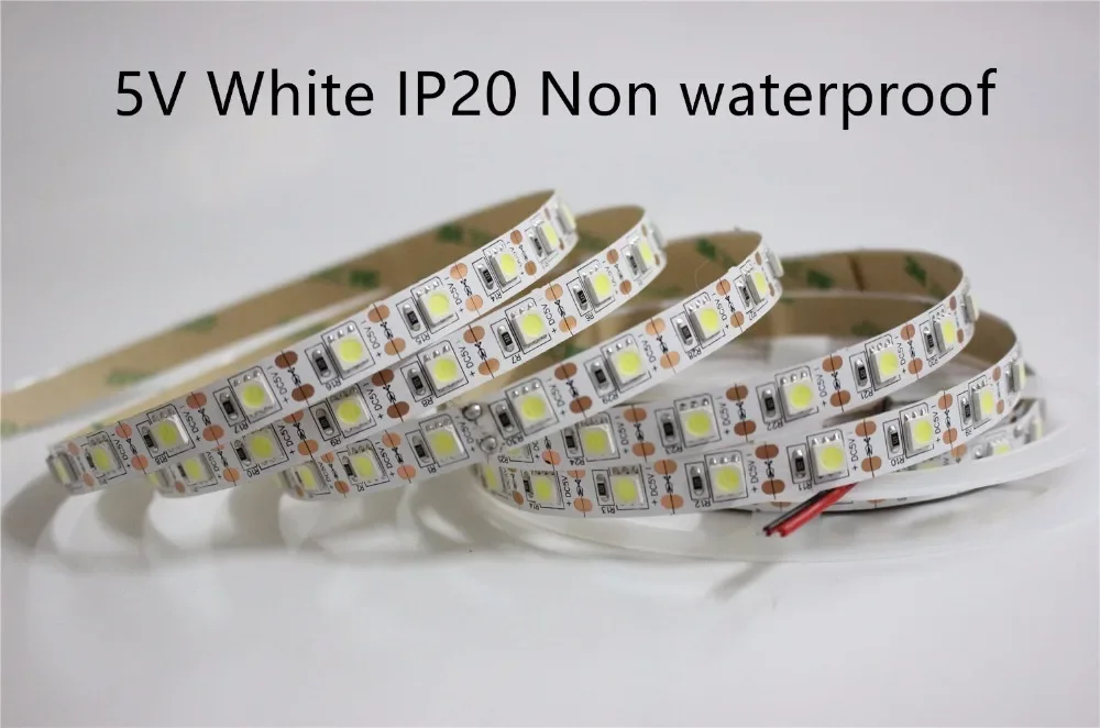 Светодиодная лента, не являющаяся водонепроницаемой, 5 В SMD 5050 2835 RGB, светильник, 300 светодиодов/5 м, белая фоновая лента для ТВ, ярче, чем