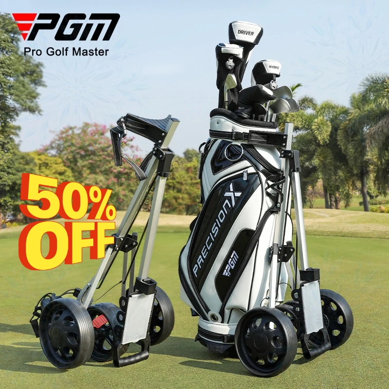 2026 New PGM Foldable 3‑Wheel Golf Push Pull Trolley Lightweight Hand Cart Golf Course Carrier for Golf Bags