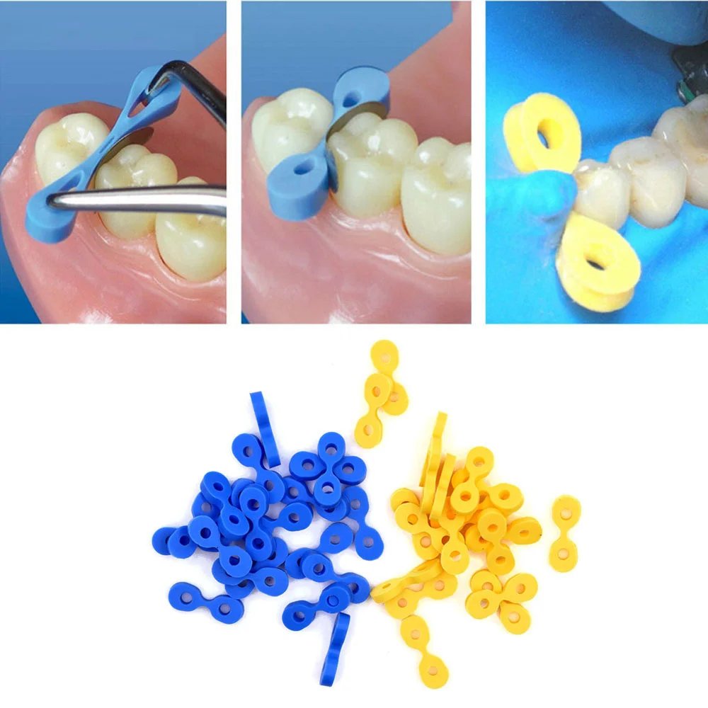 60pcs/box Dental Elastic Fixing Wedges Tooth Seperator Soft Rubber Dental Wedge Matrix Matrices Dentistry Materials