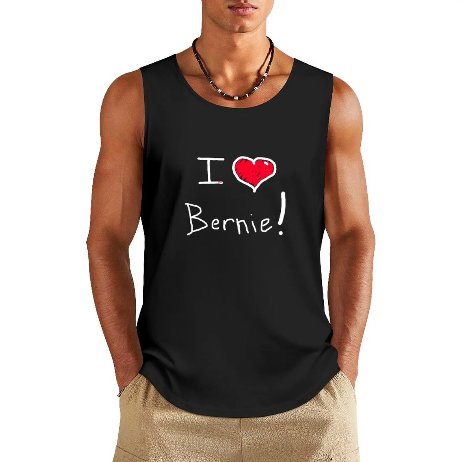 I love heart Bernie Sanders 2016 election Tank Top mens designer clothes T-shirt sports men clothing Man sleeveless shirt