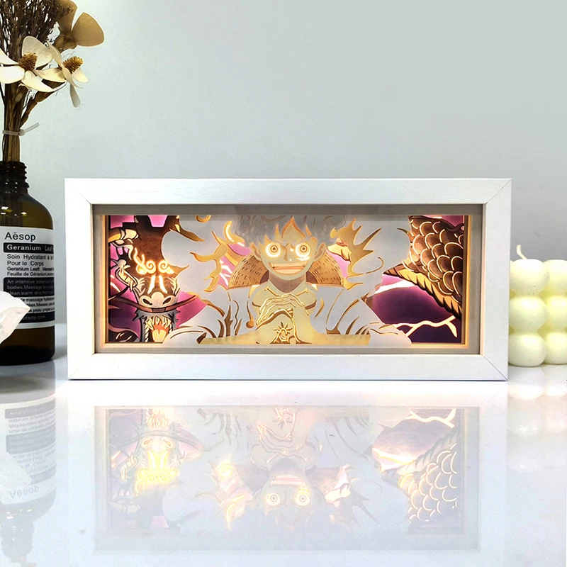 Anime Series Paper Cut Shadow Box Light Remote control model multiple colors Gamer Bedroom