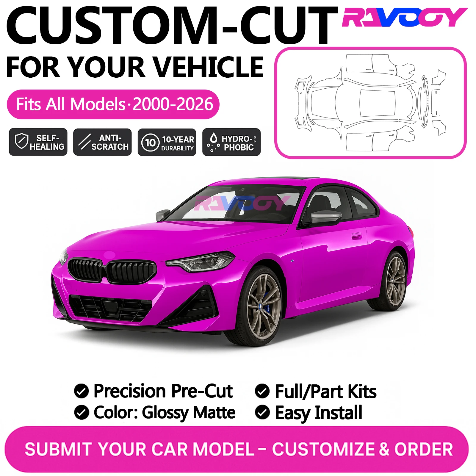 

Custom Precut PPF Kit For BMW 1 Series 2 Series Z4 2024–2026 Paint Protection Film Gloss Matte Front bumper full car front Kit