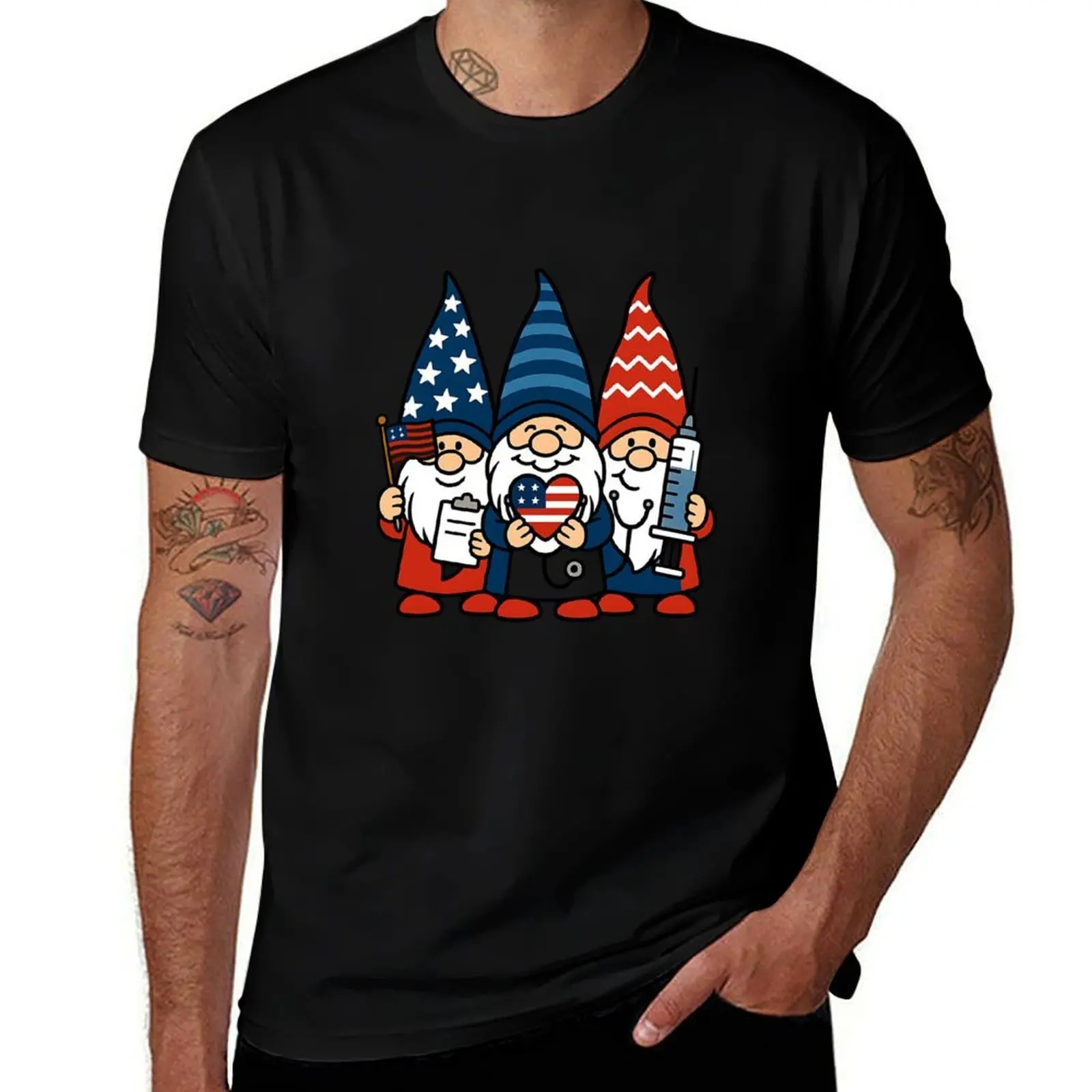 

American Gnomes Nurse 4th Of July Scrub Top Patriot Women T-Shirt custom t shirt blue lock tshirts personalised men tshirt