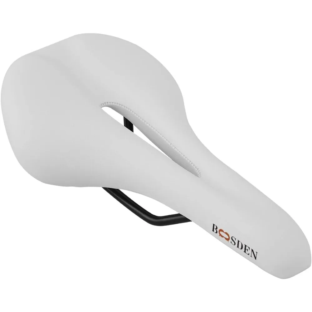 

Bike Saddle, Comfortable Mountain White Bike Seat for Mens & Woman, Waterproof Bicycle Saddle with Shockproof Memory Foam, Univ