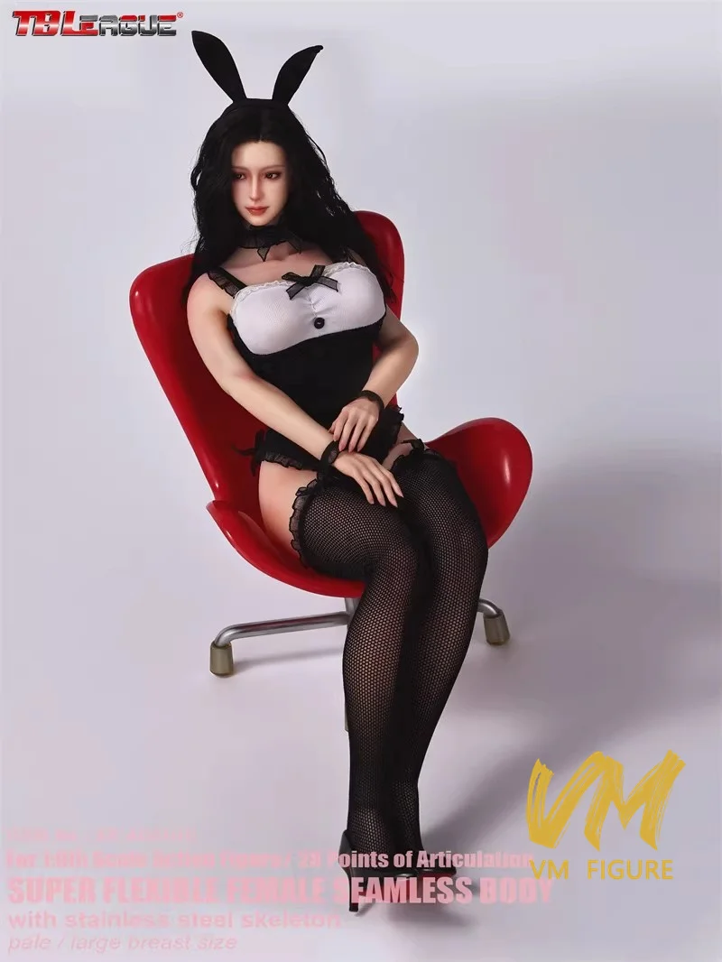 

TBLeague SR-AD01/02 1/6 Bunny Girl Platinum-Grade Silicone Seamless Large Bust Body 12" Female Soldier Action Figure Pale Doll