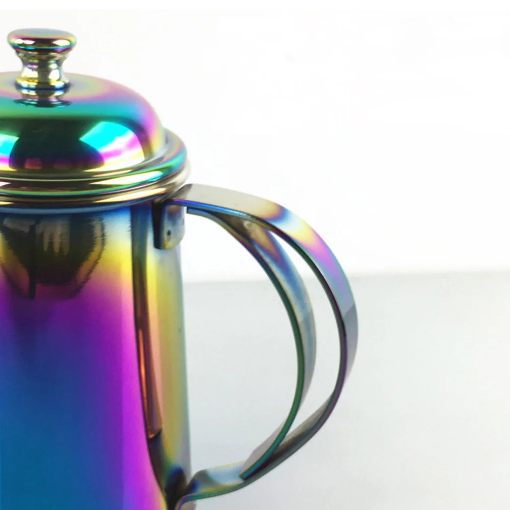 

1Pcs Stainless Steel Coffee Pot Long Mouth 650ml Drip Coffee Maker Tea Pot Air Vent Lid Anti-Slip Home Office Outdoor