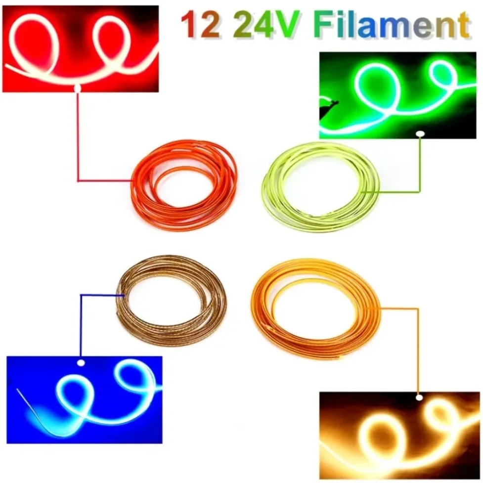 DC12V/24V Ultra Slim Flexible Spiral LED Filament Diodes 130-600mm Replacement DIY Parts for Retro Edison Bulb Lamp Strip Decor
