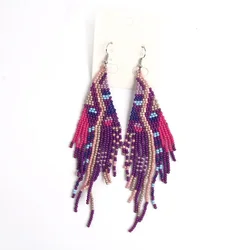 Rice Bead Earrings  Beaded  Hand knitting  Fashion  Simplicity  classic  Bohemia  geometry  alloy  ma'am  Tassel Earrings
