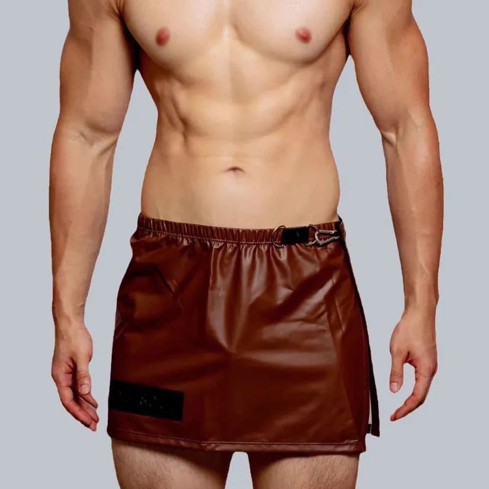 Mens sexy home pu leather shorts 2024 new nightclub youthful simple comfortable personalized pajama pants for men