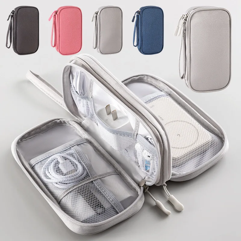 Portable Double Layer Travel Portable Digital Product Storage Bag USB Data Cable Manager Earphones Mobile Power Storage Bag 1pcs