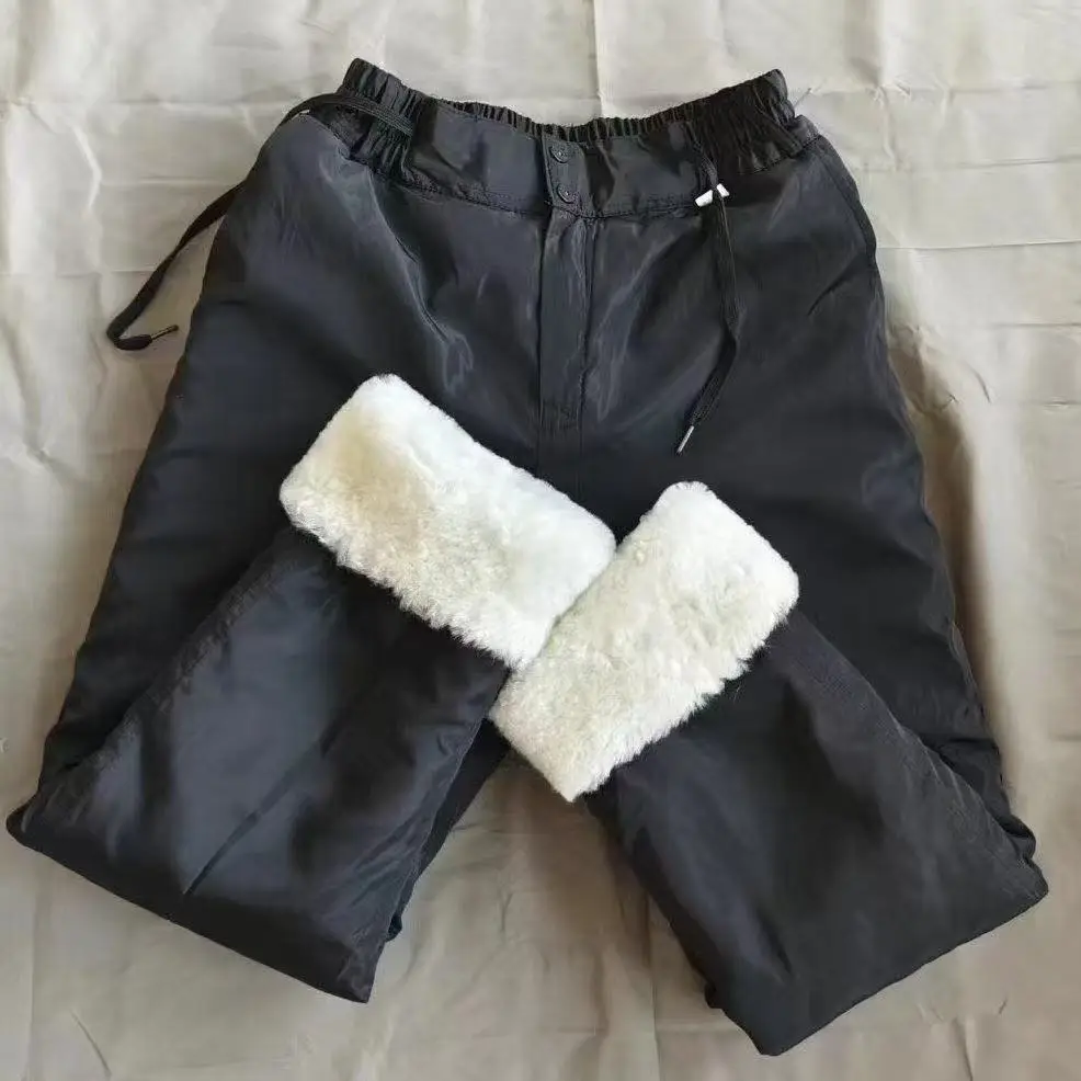 

Christmas Care Pure Wool Trousers Men's High Waist Thicken Cashmere Long Pants Middle-aged Elderly Dad Casual Warm Wear Male