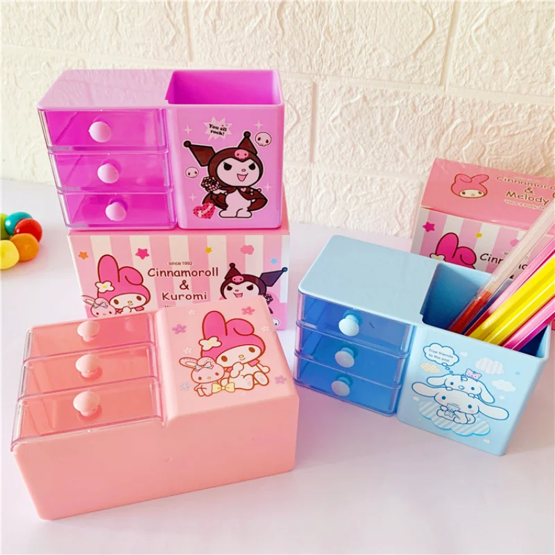 Cartoon Desktop Pen Barrel Holder Box for Girls, Makeup Table, Brush Jewelry Finishing Box, Student Desktop Pen Bucket, New