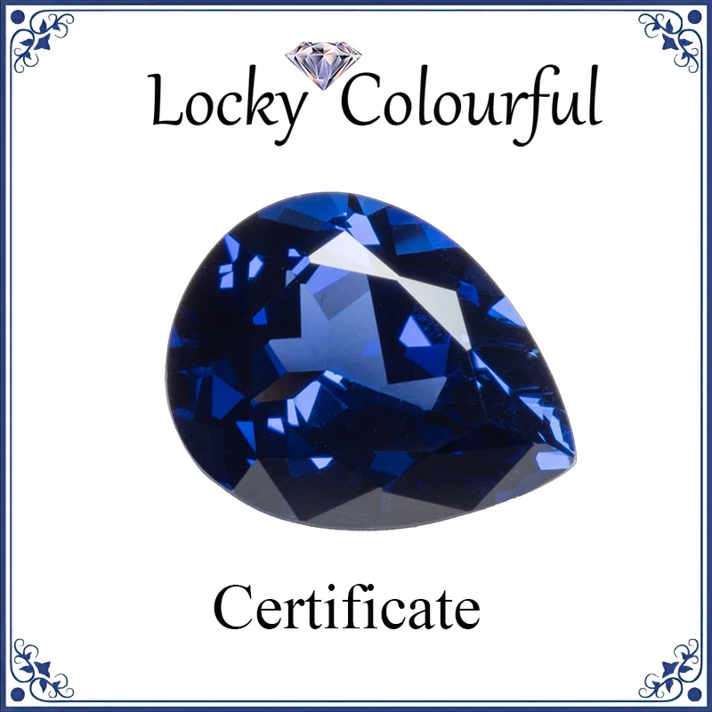 

Lab Grown Sapphire Royal Blue Color Top Quality Pear Shape Charm Beads for Diy Jewelry Making Rings Selectable AGL Certificate