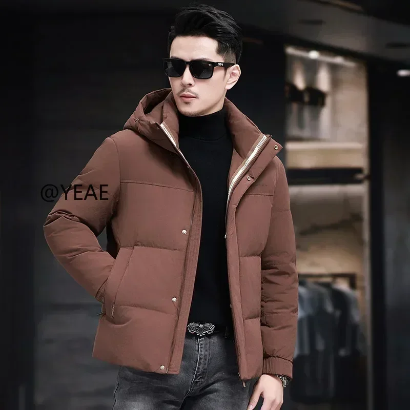 

Designer Clothes Men Hooded Cold Men's Wind Jacket Padded Short Down Jacket Duck Down Male Padding Warm Man Winter Coat